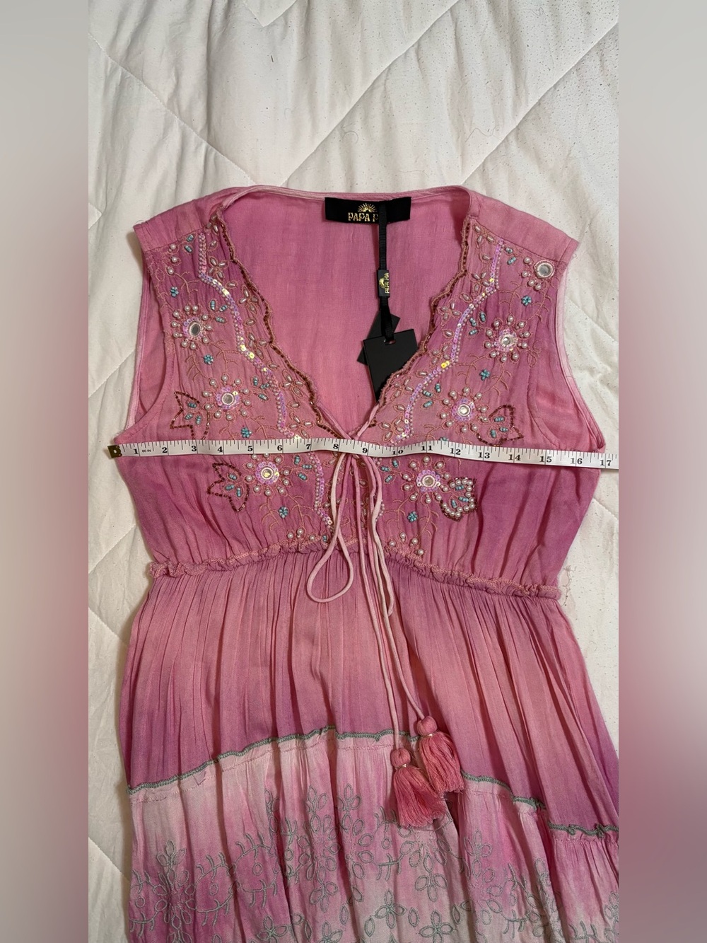 NWT Papa Pia Luxe Pink Embellished Maxi Dress | One Size - Picture 12 of 15